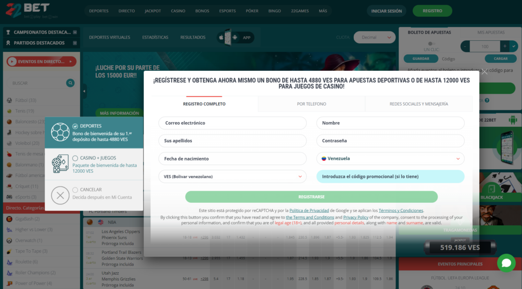 22bet registro - Scatter Venezuela ¿Cómo registrarse en 22bet? - Paso a paso para completar el registro
